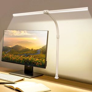 Decorative Objects Figurines LAOPAO Double Head LED Desk Lamp EUUS Architect Lamps Office 24W Brightest 5Color Modes and 5 Dimmable Eye Protection lamp 231129