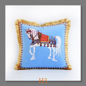 Croker Horse Brand New French Style Luxury Velvet Double-sided Print Sofa Cushion Cover Pillowcase Without Core Office Room Seat