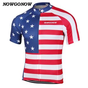 Män 2017 Cycling Jersey USA United States America Flag Bike Wear Topps National Team Summer Tops Kläder utomhus ridning racing256b