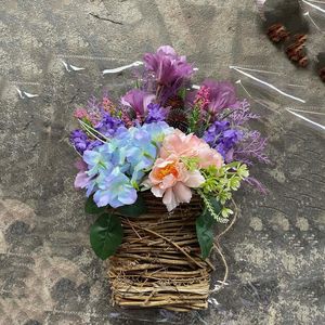 Decorative Flowers Basket Wall Decor Rustic Wooden Welcome Sign Front Door Wreath For Valentines Wreaths Day Mini 48