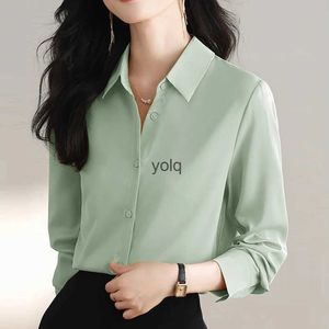 Kvinnors blusar skjortor 2023 Nya höstkvinnor cloing enkelhet design vintage grundtoppar långärmad lady olyolq