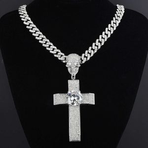 Designer Jewlery for Men Women New Diamond Cross Halsband Hip Hop Personlighet Skull Head Dominant Cross Pendant Cuban Link Chain For Men Hip Hop Necklace