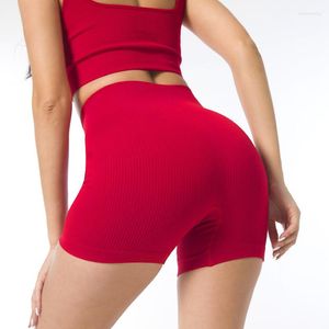 Kvinnors shorts solid färg sexig sömlös atletiska kvinnor sport kort hög midja tät fitness träning snabb torr yoga cykel gym aktivt kläder