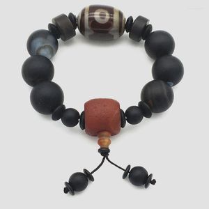 Strand Modyable Joker Irregular 16mm Black e Red Stone Bread Bracelete de Bungee Bungee Men.