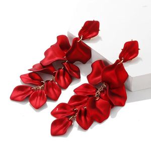 Серьги-гвоздики, модные преувеличенные лепестки роз, длинный кулон в Корейском стиле с красной кисточкой, женские украшения для отдыха и вечеринки