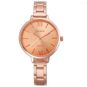 Wristwatches NO.2 Geneva Women Watches TOP Stainless Band Wrist Watch Ladies Clock Relogio Reminino Montre Femme Relogios