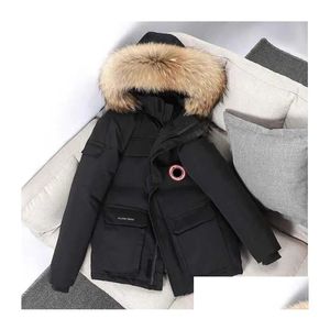 Mens Down Parkas Goose Winter Coat Thick Warm Jackets Work Clothes Jacket Outdoor Thickened Fashion Kee Couple Live Broadcast Coat387 Dhvge