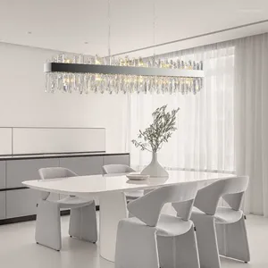 Żyrandole postmodernistyczne kryształowy żyrandol lampa jadalnia lekka luksusowy styl stół domowy długi pasek