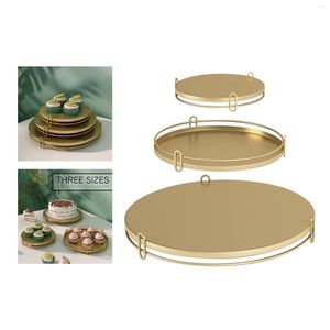 Plates Pack Of 3 Count Golden Dessert Stand Cupcake For Home Decorating Variety Uses Cosmetic Organizer Elegant Fruit Plate