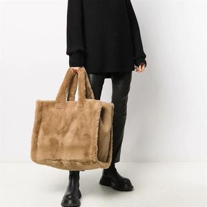 Sacos de noite Moda Overlarge Tote Bag Luxo Faux Fur Mulheres Bolsas Designer Senhora Mão Fofa Macio Pelúcia Shopper Inverno Quente 20209g