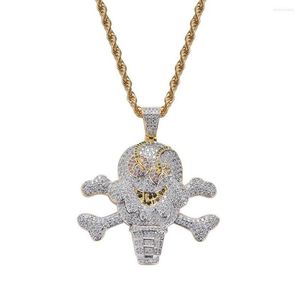 Colares Pingente Hip Hop Jóias 18k Banhado A Ouro Zircônia Simulado Diamante Iced Out Chain Pirata Creme Colar Para Homens Charme Gi3005