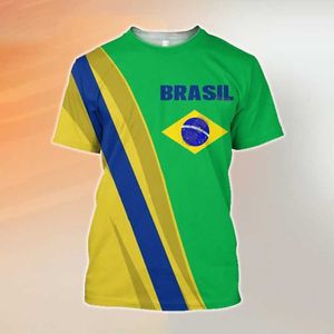 T-shirt da uomo a manica corta con stampa digitale bandiera nuova brasiliana