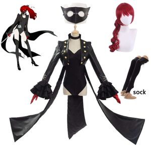 Persona Kraliyet Yoshizawa Kasumi Cosplay Cosplay Phantom Hırsız Üniforma Takım Kuşak ve Maske P R Violet Wig Headgear