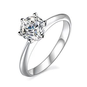 Classic designer six-prong Mossan Diamond Ring for women D color S925 sterling silver wedding ring anniversary gift