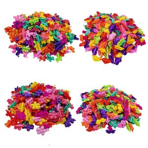 Hair Accessories 100PCS Sweet Colorful Heart Plastic side hairpins Kids girls butterfly bowhair clips hair accessories Frog bows hair barrettes 231129
