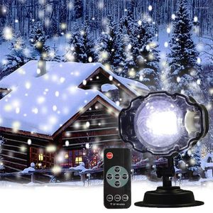 Outdoor Rotating Snowflake Landscape Spotlight With Remote Snowfall Christmas Projector Lights For Holiday Party Year Decor