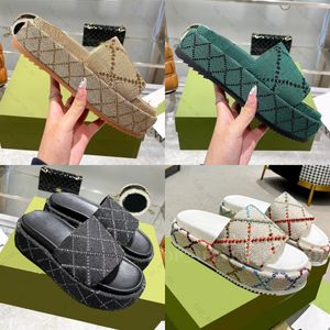 Designer Slipper Woman Sandals Fabric Slide Platform Slippers Men Slider Thick Bottom Luxury Wedge Fashion Slides Summer Mules