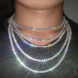 Mrożony łańcuch tenisowy Hip Hop Bling Jewelry Męs