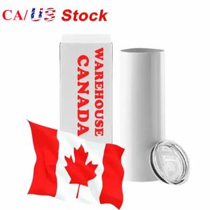 US CA Warehouse 20oz تسامي الفراغات المستقيمة tumblers الفولاذ المقاوم للصدأ الفولاذ المقاوم المقاوم للصدأ أكواب المياه البهلوان المعزولة 0430