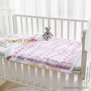 Blankets Swaddling Baby Blanket Swaddling Newborn Thermal Soft Fleece Blanket Winter Striped Bedding Set Warm Quilt Infant Bedding Swaddle Wrap R231130