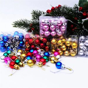 Party-Dekoration, 24 Stück/Box, 2 cm Mini-Weihnachtskugel-Anhänger, Weihnachten, hängende Verzierung, Einkaufszentrum, Decke, Baumschmuck