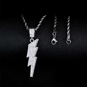 Мужское ожерелье с кубинской цепочкой, четырехстороннее бриллиантовое ожерелье в стиле хип-хоп, роскошный трехмерный кулон-молния, ожерелье в стиле хип-хоп, мужские ювелирные изделия
