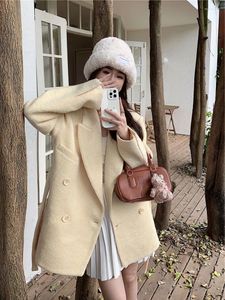 Women's Suits UNXX Korean Style High-grade Woolen Suit Jacket Autumn And Winter 2023 Light Mature Double-breasted Loose Casual