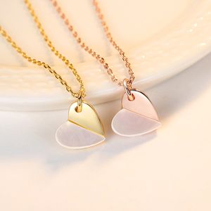 Women Fashion Romantic Heart Pendant Necklace Luxury Brand Plated 18k Gold Shell s925 Silver Necklace Female Sexy Collar Chain Luxury Jewelry Valentine's Day Gift