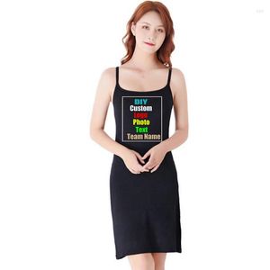 Casual klänningar Anpassa din bildlogotyp Modal Long Suspender Dress Without Steel Ring One-Piece Cup (med BH)