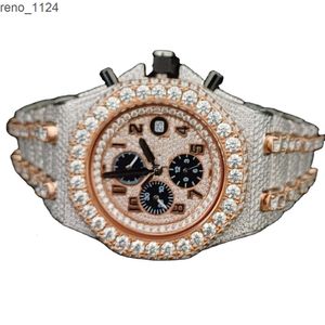 Rosegold-Moissanit-AP-Uhr A1001 mit VVS-Moissanit-Diamanten