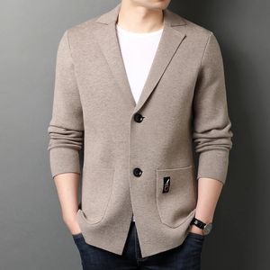 Trajes para hombres Blazers Chaqueta de traje para hombres Primavera otoño Abrigos de color sólido de punto sueltos casuales para hombres Blazer de negocios de alta calidad Tallas grandes 3XL 231129