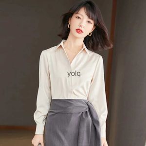 Blusas femininas camisas simples elegante damasco branco para mulheres primavera outono moda 2023 senhora básica tops cloingyolq