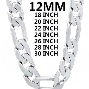 solid 925 Sterling Silver necklace for men classic 12MM Cuban chain 18-30 inches Charm high quality Fashion jewelry wedding 2202222493