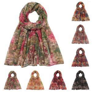 Scarves Women Fashion Print Chiffon Square Head Scarf Lightweight Neck Hair Lace For Trendy