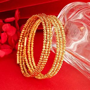 Bangle 24k Gold Plated Three Lines Pärlor armband för kvinnor Partihandel Pure Color Taling Cuff Wedding Jewelry Accessories