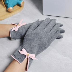 Design warme Handschuhe für Damen, Wolle und Fleece-Futter, Winter-Rosa, elegant, Schleife, Dating-Uutdoors-Geschenk