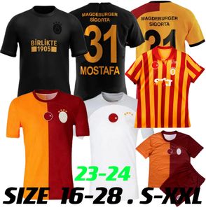 23 Galatasaray Mens 축구 유니폼 Michael Seri Falcao Belhanda Luyindama Mostafa Feghouli Diagne Lemina 2023 2024 Home Away Football Shirt Man Kids Size 16-28