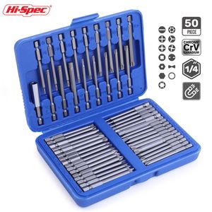 Schroevendraaier HiSpec 75mm Extra Long Magnetic Screwdriver Bit Set 50pc Torx Hex Screwdriver Security Bit Set Extension Quick Change Hand Tool