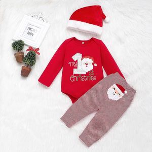 Clothing Sets Christmas Toddler Baby Boys Girl Clothes Suit Long Sleeved RompersPantsHat Year Infant Baby Girls Boys Clothing Set 231129