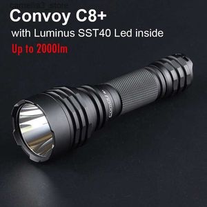 Meşaleler Konvoy C8 Plus Luminus SST40 Yüksek Güçlü LED Flashlight Flash Işık Taktik Torçu 2000lm Kamp Balıkçı Av Lambası Q231130