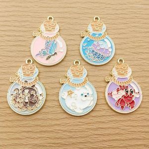 Charms 10pcs Bottle Butterfly Jellyfish Seahorse Octopus Charm For Jewelry Making Enamel Necklace Pendant Diy Supplies Accessories