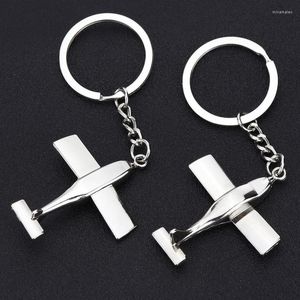 Keychains 2023 Fashion Air Plane Model Glider Silver Color Car Bag Key Chain For Men Women Aircrafe Keyring Jewelry Party Gift