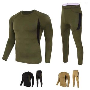 Yoga Outfit Winter Men's Thermal Underwear Sets Supple Top & Long Johns Fleece Sweat Quick Drying Thermo Base Layer