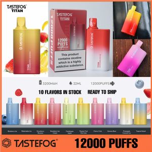 Tastefog Titan 12000 Pufs Tek Kullanımlık Vape Puff 12000% 2 Mesh Bobin 3200mAh Tek Kullanımlık E Sigara