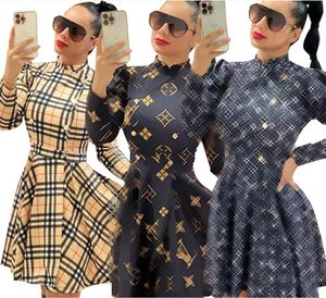 New Women Sexy Dress Long Sleeve Mini Skirts Stand Collar Plaid Party Work Business Shirt Dresses with double breasts Mujer street style skirts