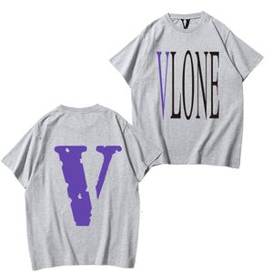 Maglietta Vlone VLONE T-shirt da uomo design originale VLONE logo Summer Cartoon Senza colletto Manica corta Lettera Loose Versatile Tops T-shirt rosa nero bianco rosso