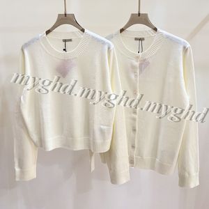 Feminino qualidade premium malhas cardigan pulôver tamanho sml bege branco camisolas com saco de pó 25593