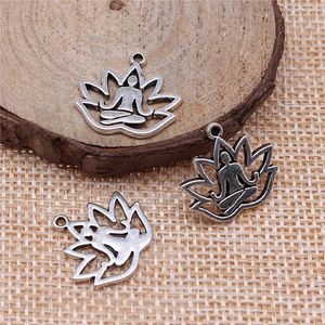 Charms 20pcs Lotus Buddha Statue 18x17mm Antique Silver Color Pendants Making DIY Handmade Tibetan Finding Jewelry For Bracelet