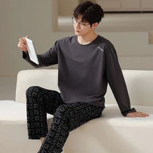 Homens Pijamas Homens Pijamas Terno Outono Puro Algodão Manga Longa Tamanho Grande Respirável Confortável Homewear Set Masculino Nightwear Pijama Inverno Menino 231129