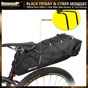 Cycling Bags Rhinowalk Bike Bag 10L-13L Waterproof Bicycle And Stabilizer Bracket Mount Large Capacity Saddle Tail Rear Bike Bag 231130